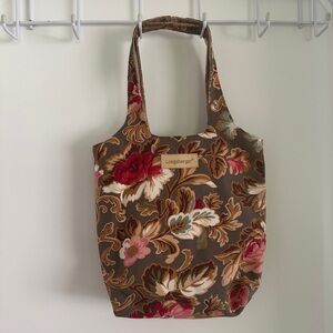 Longaberger Floral Tote - Brown and Red